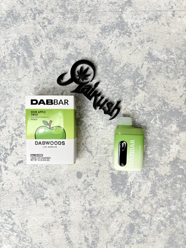 پاد تی اچ سی ماریجوانا دب بار دب وودز سیب پاستیلی – DabBar DABWOODS Sour Apple Twist 1G